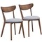 Mid-Century Walnut Dining Chairs Set 2 Ergonomic Cushioned Seat Rubber Wood
